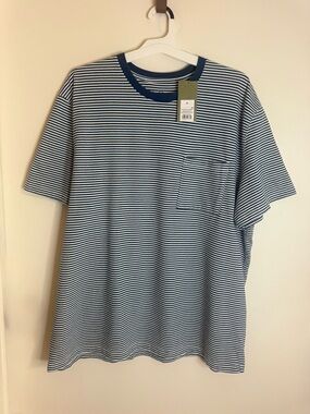 Men’s Striped Chest Pocket Crewneck Tee - Navy/White Pit to Pit 26’ to 28’